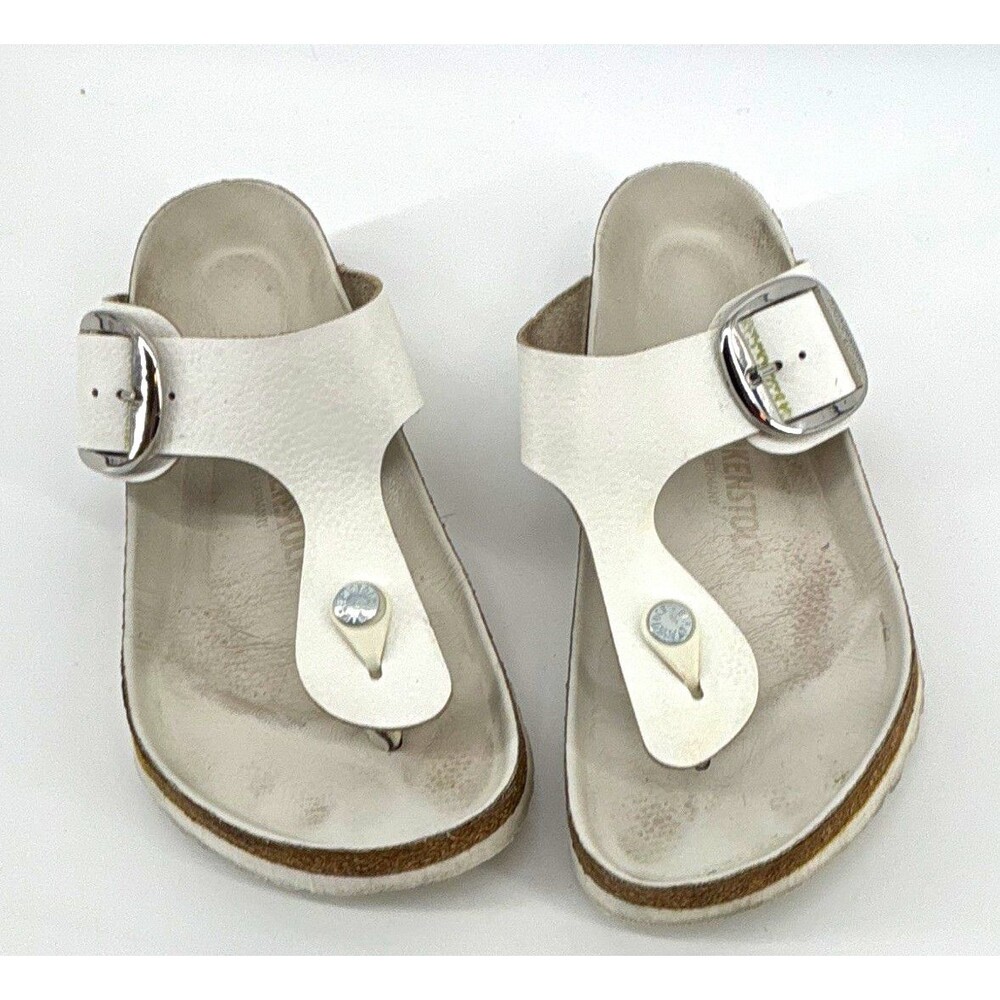 Birkenstock White Leather Thong Sandals Buckle Strap Women’s EU 41/US 10-10.5